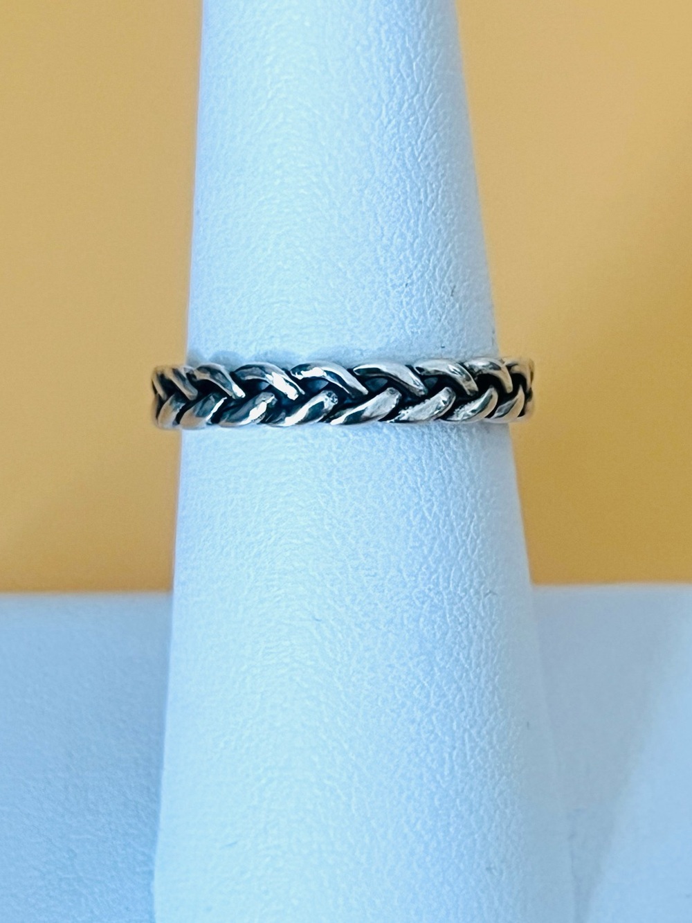 Braided Silver .925 Band Ring - Slim Stackable adjustable size